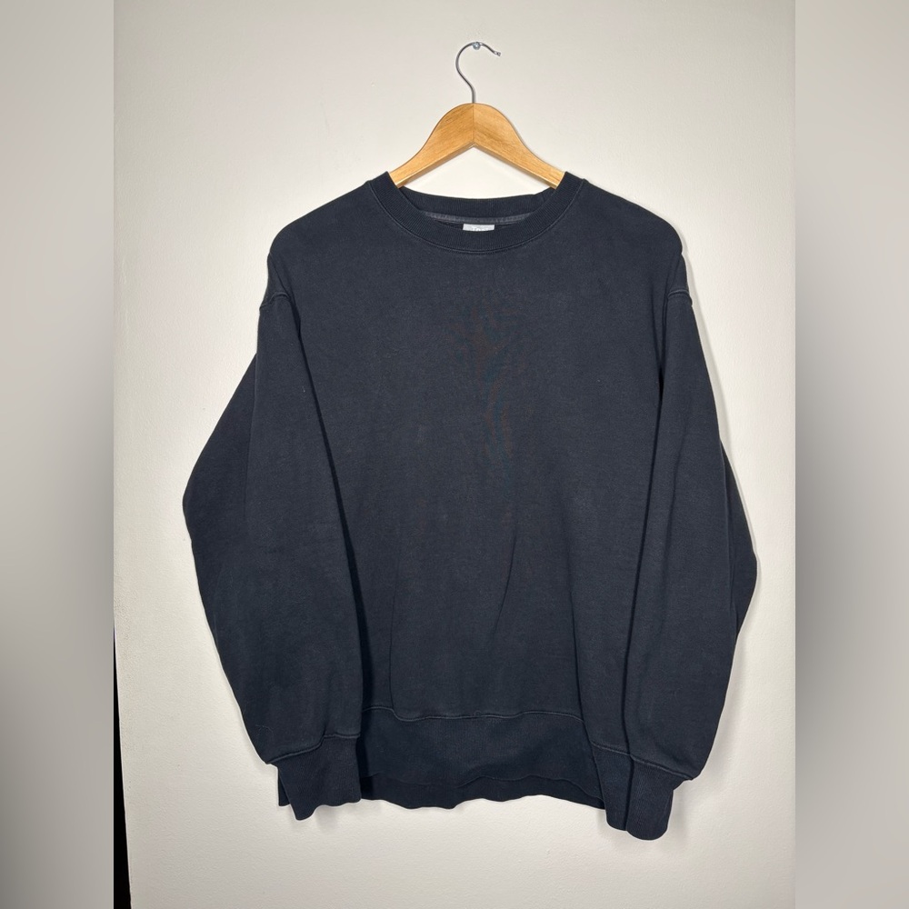 TNA Cozy Fleece Boyfriend Classic Black Crew Neck Sweater - Picture 2 of 7